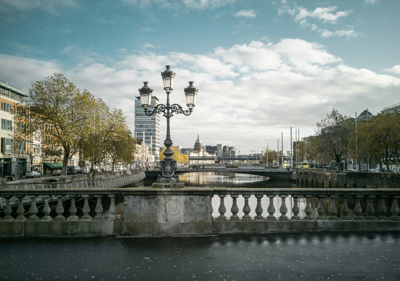 The River Liffey in Dublin city centre, looking towards the Custom House