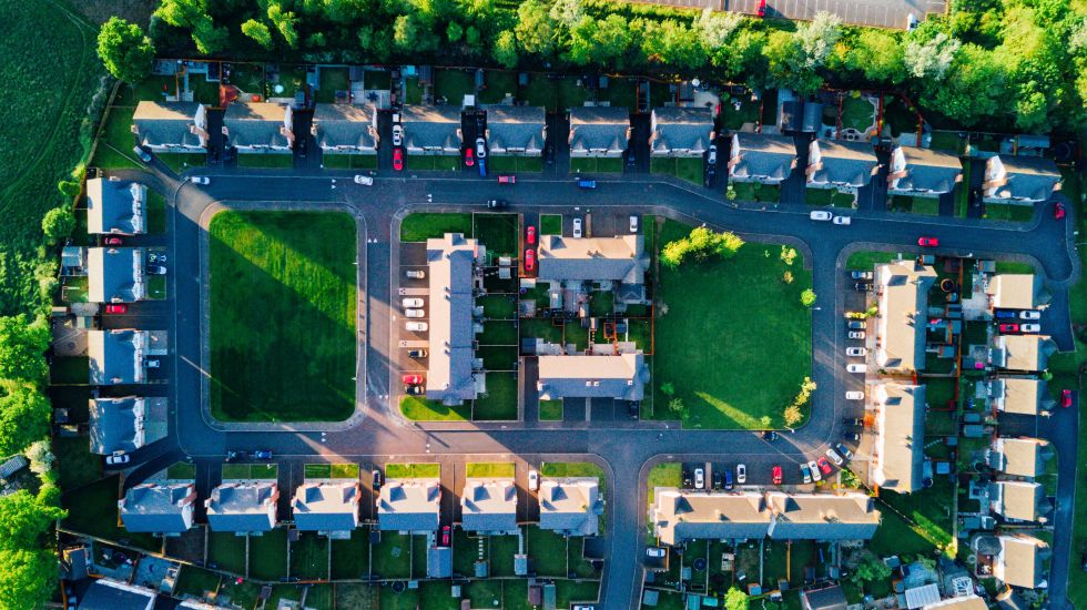 Aerial view of a Dublin housing estate